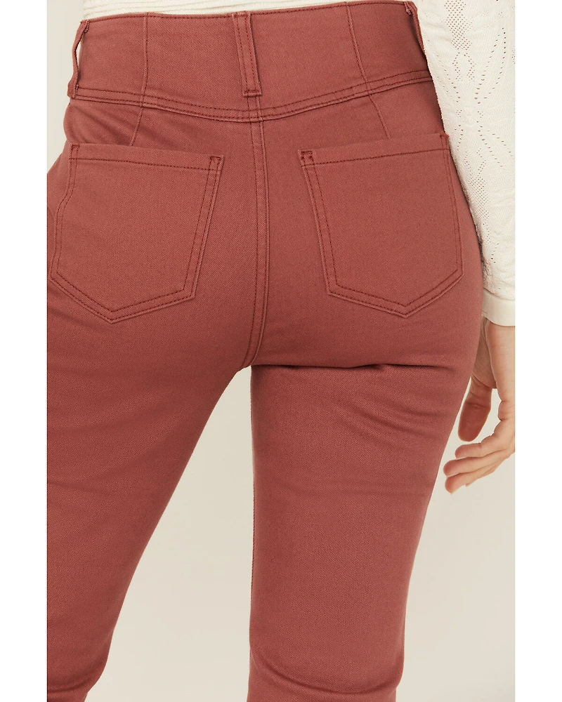 Shyanne Women's Marsala Darted Waist Comfort Stretch Super Flare Jeans