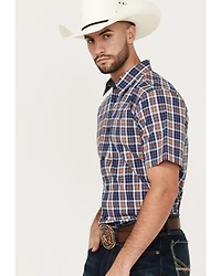 Cody James Men's Tequila Sunrise Plaid Print Short Sleeve Button-Down Stretch Western Shirt