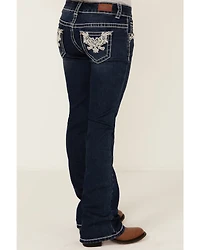 Shyanne Girls' Dark Wash Lace Pockets Bootcut Stretch Denim Jeans