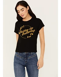 White Crow Women's Whiskey Up Flocked Short Sleeve Graphic Tee