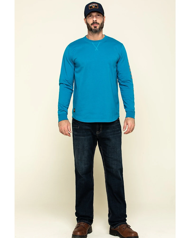 Hawx Men's Teal Sleeve Logo Long Work T-Shirt