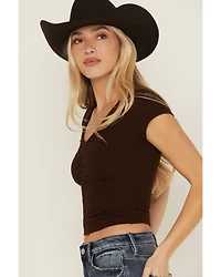 Shyanne Women's V Neck Short Sleeve Stretch Knit Top