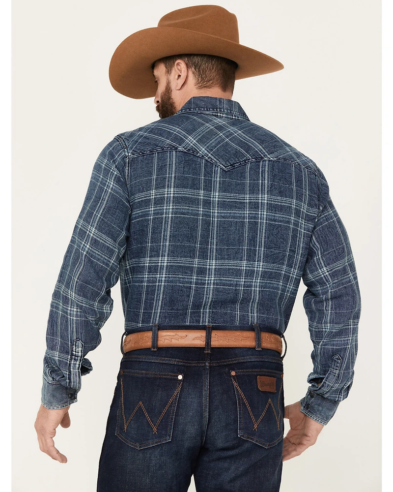 Wrangler Retro Men's Plaid Long Sleeve Western Snap Shirt