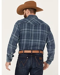 Wrangler Retro Men's Plaid Long Sleeve Western Snap Shirt