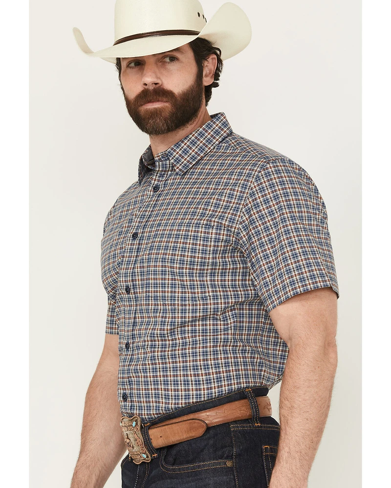 Cody James Men's Wildlife Plaid Print Short Sleeve Button-Down Stretch Western Shirt