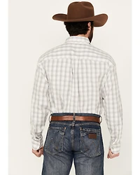 George Strait by Wrangler Men's Plaid Print Long Sleeve Button-Down Stretch Western Shirt