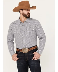 Blue Ranchwear Men's Rawlins Plaid Print Long Sleeve Western Pearl Snap Shirt