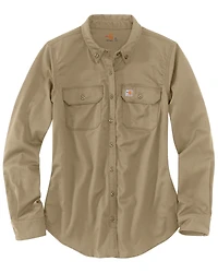 Carhartt Women's FR Solid Rugged Flex® Long Sleeve Button-Down Work Shirt