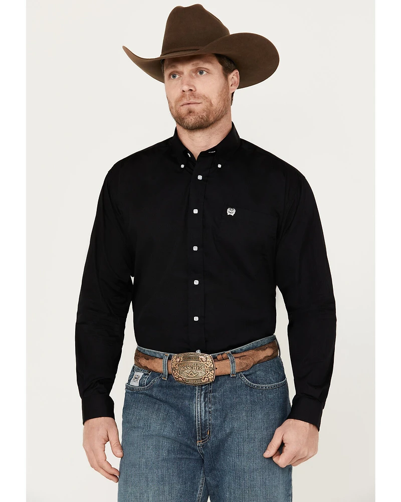 Cinch Men's Solid Black Button Down Western Shirt - Big & Tall