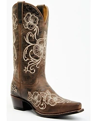 Shyanne Women's Lasy Floral Embroidered Western Boots - Snip Toe