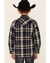 Roper Boys' Plaid Long Sleeve Snap Western Flannel Shirt