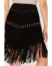 Scully Women's Fringe Concho Studded Suede Skirt