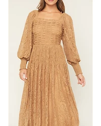 Listicle Women's Lace Long Sleeve Midi Dress