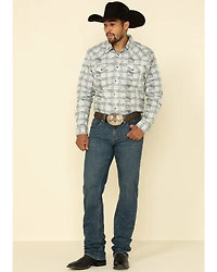 Moonshine Spirit Men's Wash Out Plaid Long Sleeve Western Shirt