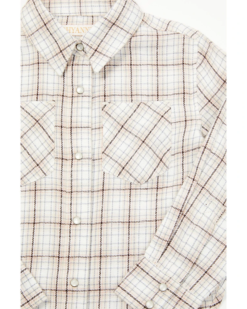 Shyanne Toddler Girls' Plaid Print Long Sleeve Snap Western Shirt