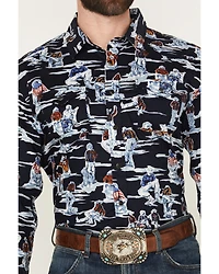 Panhandle Men's Vintage Patriotic Cowboy Long Sleeve Snap Western Shirt
