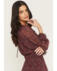 Shyanne Women's Glenwood Floral Print Long Sleeve Chiffon Mini Dress
