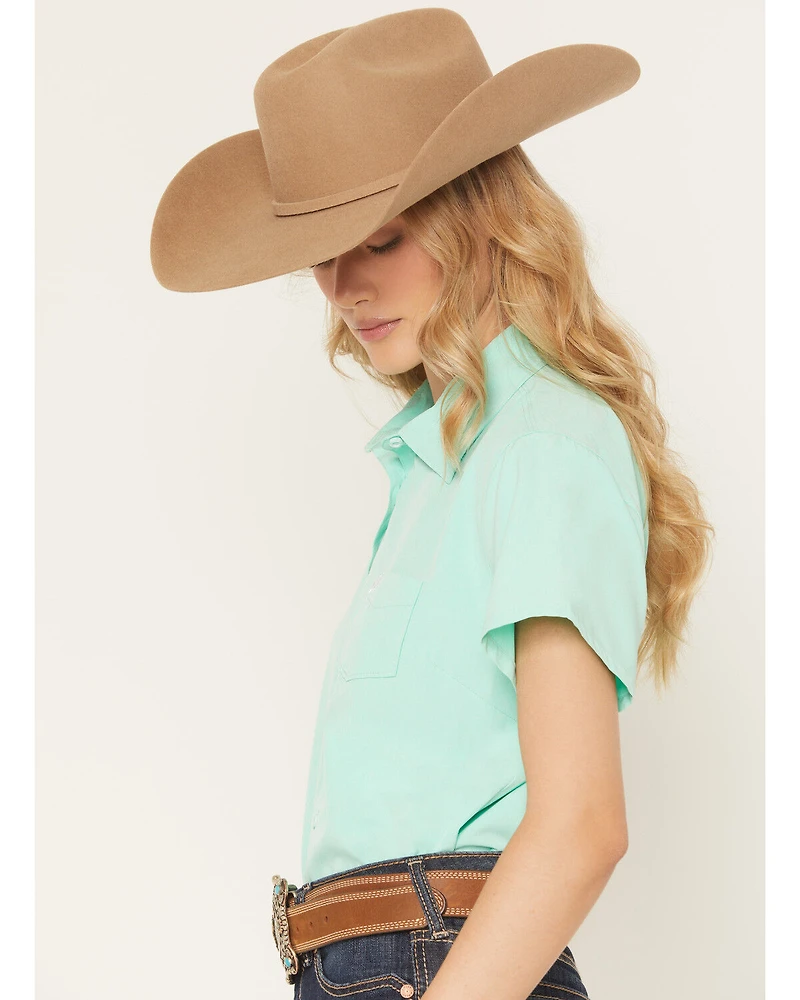 Cinch Women's Solid ArenaFlex Short Sleeve Button-Down Stretch Western Shirt