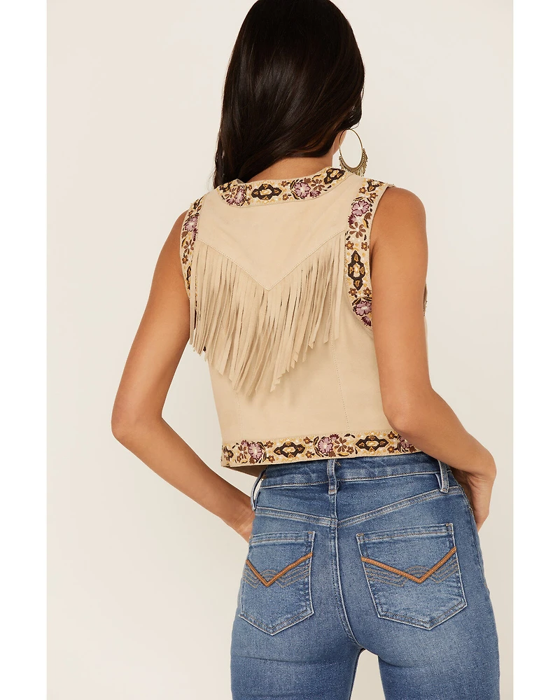 Idyllwind Women's Embroidered Floral Suede Vest
