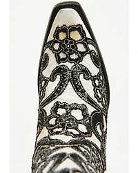 Corral Women's Floral Overlay Sequin Tall Western Boots - Snip Toe