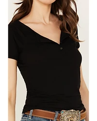 RANK 45® Women's Burnout Henley Tee