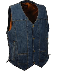Milwaukee Leather Men's 10 Pocket Side Lace Denim Vest