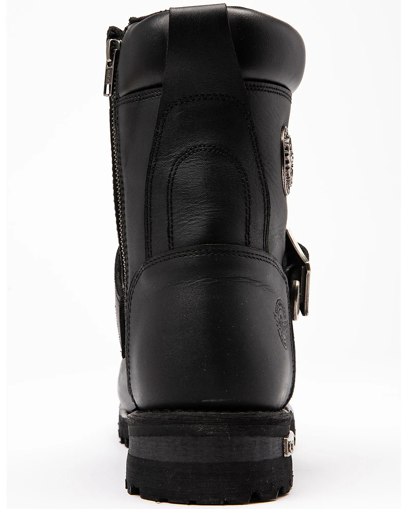 Milwaukee Leather Men's Buckled Lace-Up Boots - Round Toe
