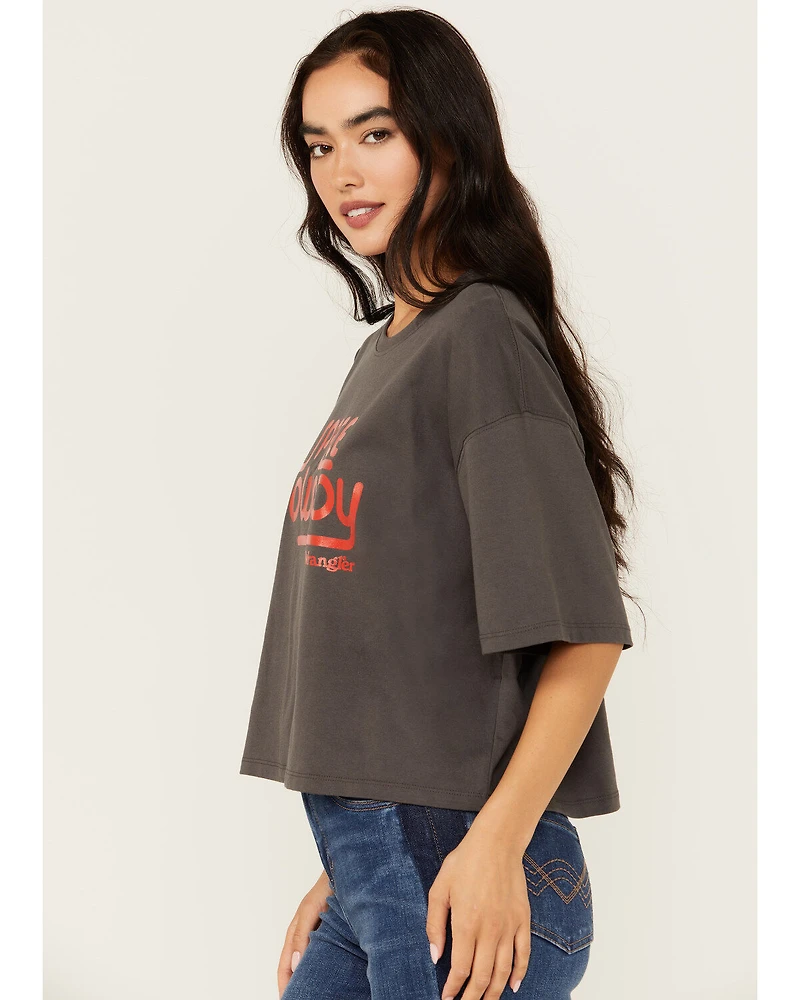 Wrangler Women's Space Cowboy Boxy Cropped Graphic Tee