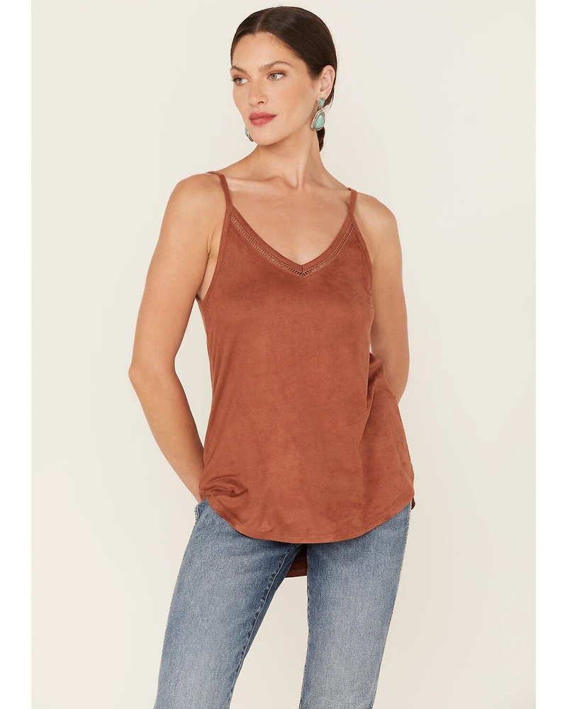 Shyanne Women's Faux Suede Latter Trim Cami