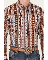 RANK 45® Men's Big Sky Southwestern Striped Print Long Sleeve Button-Down Stretch Western Shirt