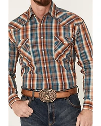 Rough Stock by Panhandle Men's Plaid Print Long Sleeve Stretch Snap Western Shirt