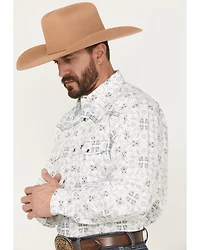 Cowboy Hardware Men's Bandana Print Long Sleeve Pearl Snap Stretch Western Shirt