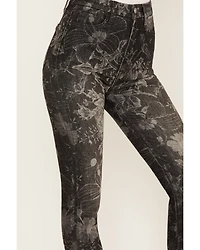 7 For All Mankind Women's Floral Print High Rise Slim Stretch Bootcut Jeans