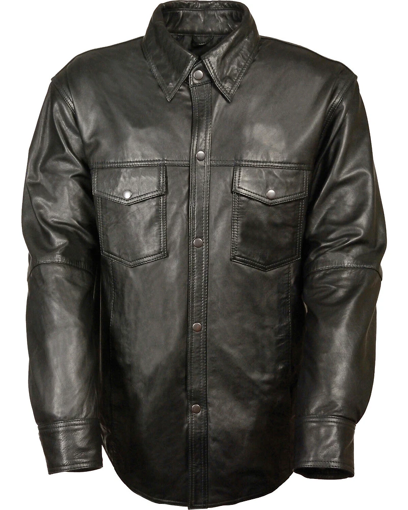 Milwaukee Leather Men's Black Lightweight Leather Shirt - Big & Tall