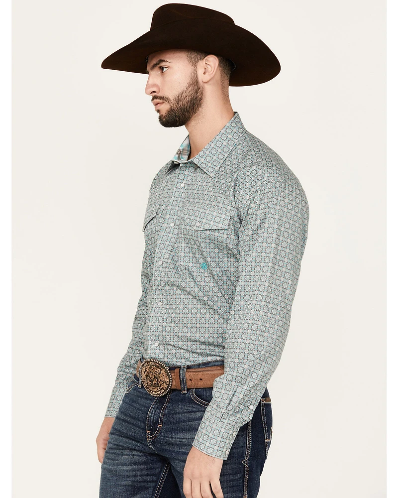 Roper Men's Amarillo Medallion Print Long Sleeve Snap Western Shirt