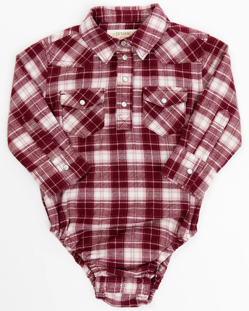 Shyanne Infant Girls' Holiday Plaid Print Long Sleeve Onesie