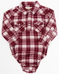 Shyanne Infant Girls' Holiday Plaid Print Long Sleeve Onesie