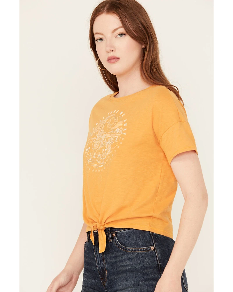 Shyanne Women's Cowboy Take Me Away Short Sleeve Tie-Front Tee