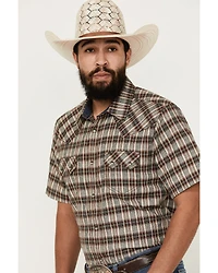 Cody James Men's Grit Plaid Print Short Sleeve Snap Western Shirt - Tall