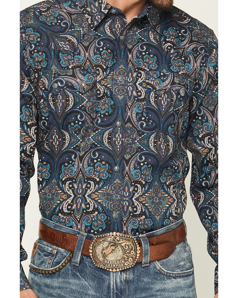 Moonshine Spirit Men's Show Stopper Floral Print Long Sleeve Snap Western Shirt