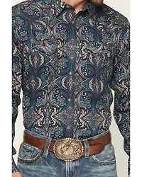Moonshine Spirit Men's Show Stopper Floral Print Long Sleeve Snap Western Shirt