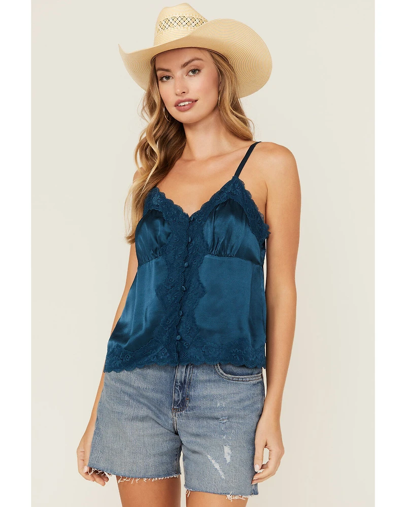 Shyanne Women's Lace Trim Satin Cami