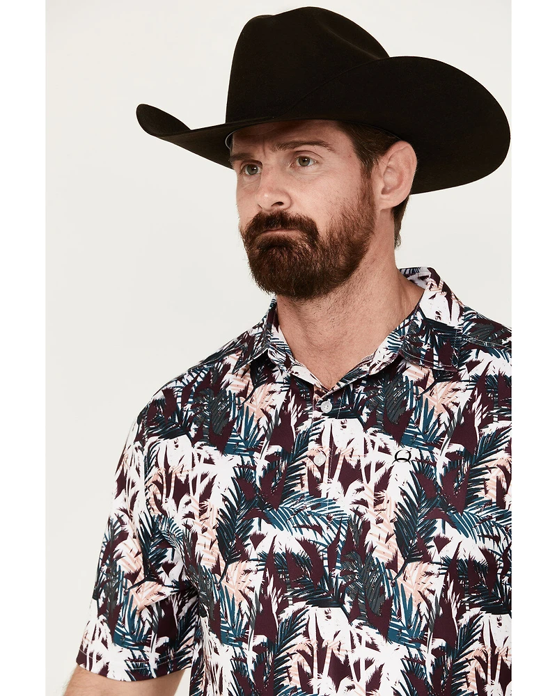 Cinch Men's ARENAFLEX® Palm Leaf Print Short Sleeve Performance Polo