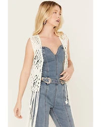 Rock & Roll Denim Women's Crochet Fringe Vest