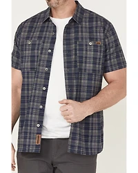 Lucky Brand Workwear Men's Plaid Print Short Sleeve Button-Down Work Shirt