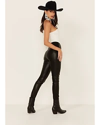 Free People Women's Black Spitfire Stacked Faux Leather Skinny Pants