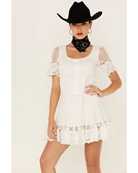 Maia Bergman Women's Ori Crochet Eyelet Short Sleeve Mini Dress