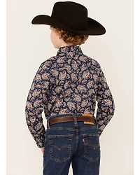 Cody James Boys' Grand Finale Paisley Print Long Sleeve Snap Western Shirt
