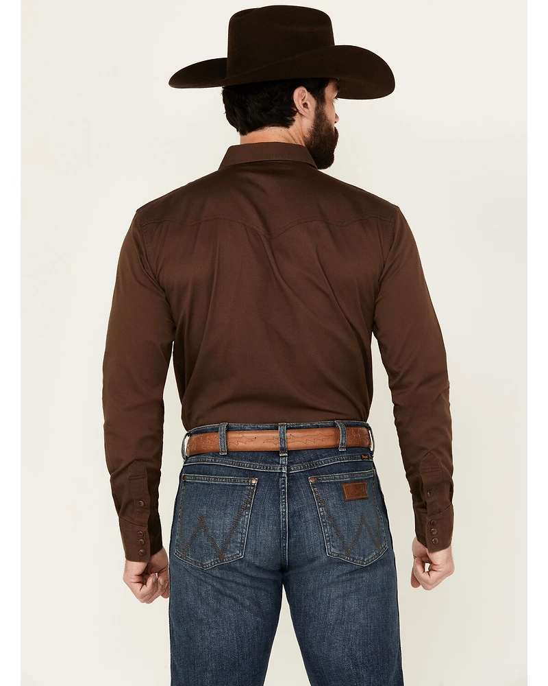 Blue Ranchwear Men's Rustler Solid Twill Long Sleeve Snap Western Shirt