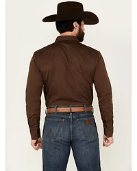 Blue Ranchwear Men's Rustler Solid Twill Long Sleeve Snap Western Shirt